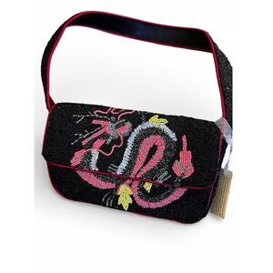 Viral Beaded Bag Rare Dragon Design Black Purse Shoulder Bag New